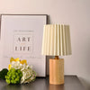 Lampe de Chevet Pied en Bois Abat Jour Blanc