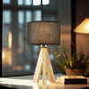 Lampe de Chevet Pied en Bois et Noir
