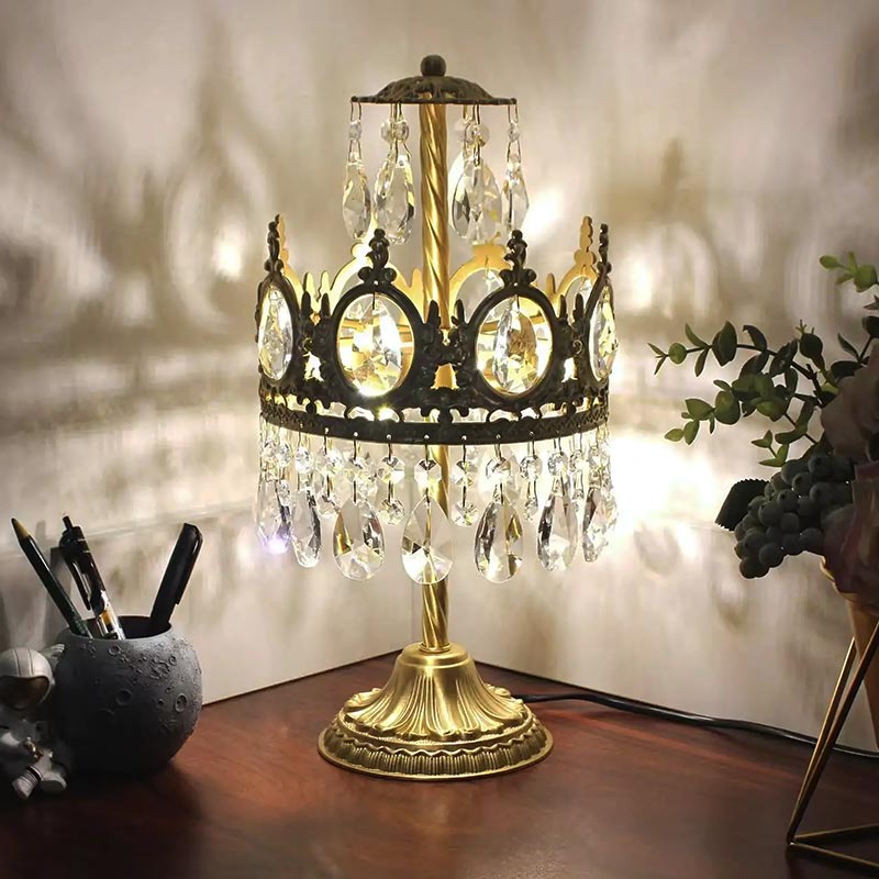 Lampe De Table Laiton & Verre - Style Art Nouveau - 39cm - Neuf Avec Emballage - E27